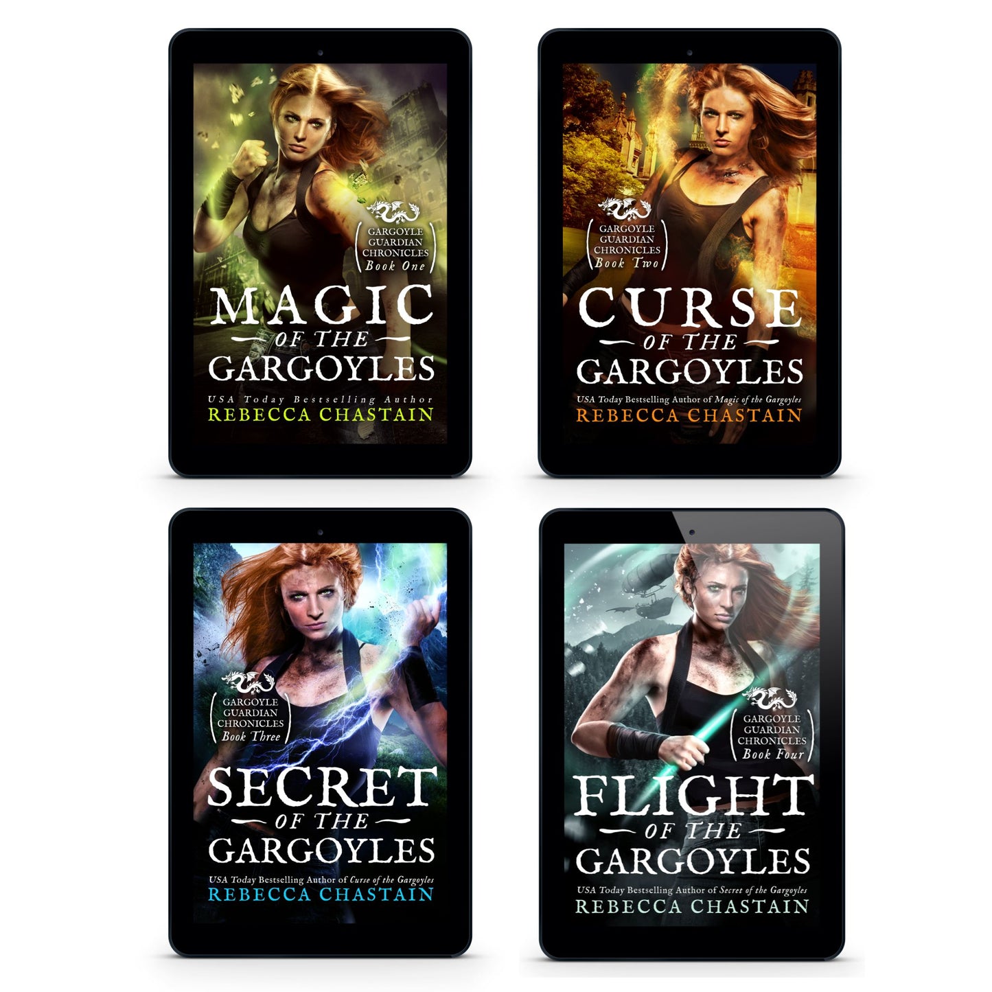 4 ebook covers showing all 4 books included in the Gargoyle Guardian Chronicles bundle.