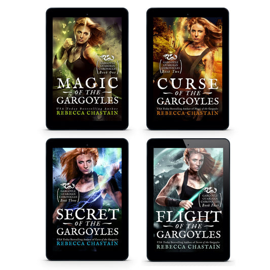 4 ebook covers showing all 4 books included in the Gargoyle Guardian Chronicles bundle.