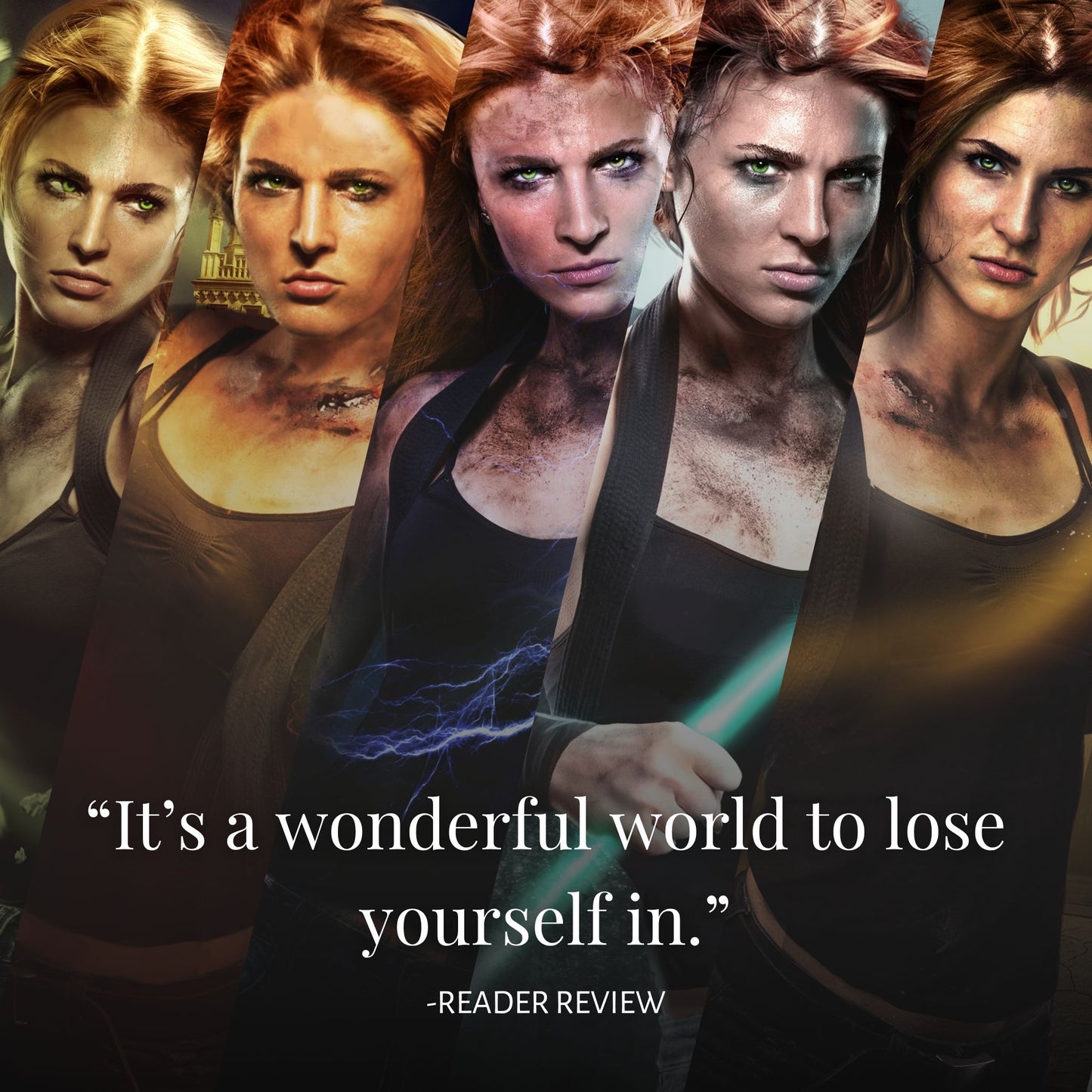 "It's a wonderful world to lose yourself in." Reader Review over the cover images of all five Gargoyle Guardian Chronicle books.